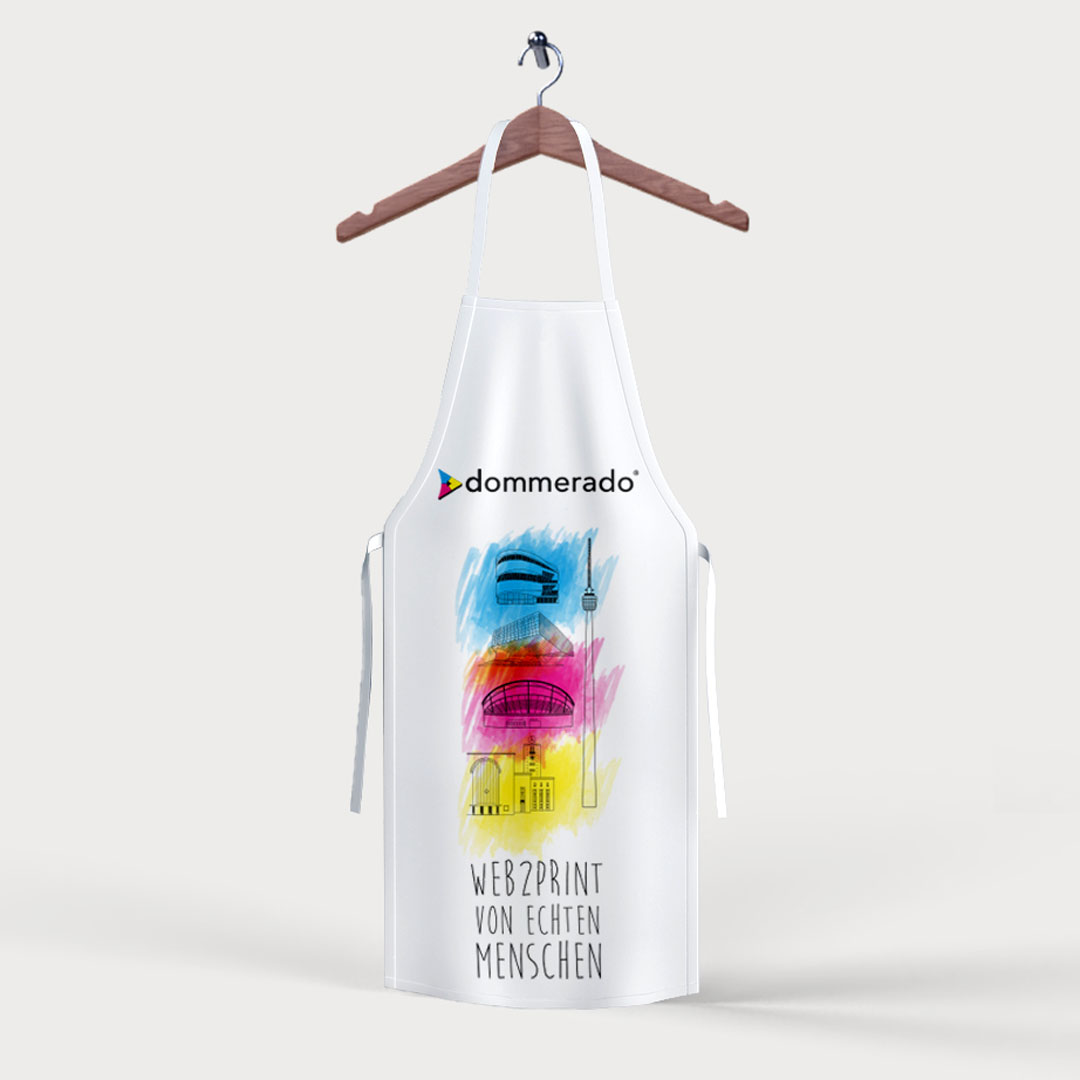 Kochschürze mit farbig bedruckter Bespannung 